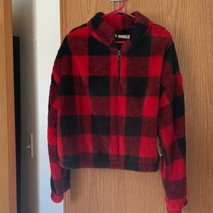 SO Red and Black Sherpa Jacket